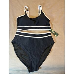 BMJL Women’s Size M High Waisted Sporty Two Piece Bikini Swimsuit in Black
